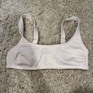 Women's White Ribbed Bikini Top